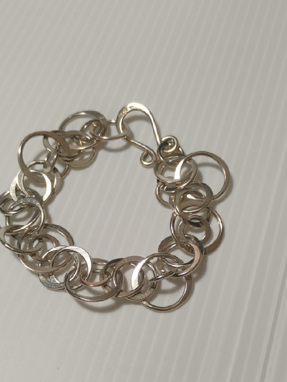925 Sterling Silver Chain Bracelet – 20.9g Heavy Interlocking – Adjustable